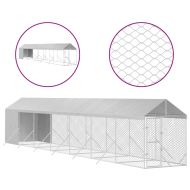 Външна клетка за куче с покрив сребриста 2x14x2,5 м стомана