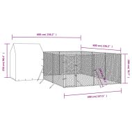 Външна клетка за куче с покрив сребриста 6x6x2,5 м стомана