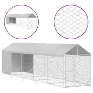 Външна клетка за куче с покрив сребриста 2x10x2,5 м стомана