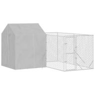 Външна клетка за куче с покрив сребриста 4x4x2,5 м стомана