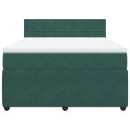 Боксспринг легло с матрак, тъмнозелено, 140x200 см, кадифе