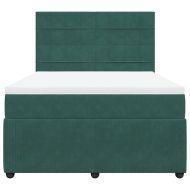 Боксспринг легло с матрак, тъмнозелено, 160x200 см, кадифе