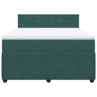 Боксспринг легло с матрак, тъмнозелено, 160x200 см, кадифе