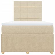 Боксспринг легло с матрак, кремаво, 120x200 см, плат