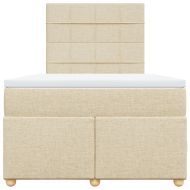 Боксспринг легло с матрак, кремаво, 120x200 см, плат