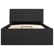 Легло с повдигащ механизъм, тъмносива, текстил, 100x200 см