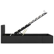 Легло с повдигащ механизъм, тъмносива, текстил, 100x200 см