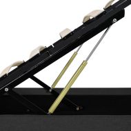 Легло с повдигащ механизъм, тъмносива, текстил, 100x200 см