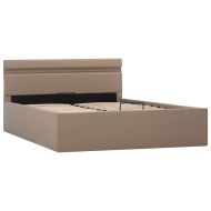 Хидравлично легло с LED капучино изкуствена кожа 120x200 cм