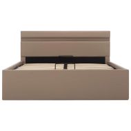 Хидравлично легло с LED капучино изкуствена кожа 120x200 cм