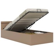 Хидравлично легло с LED капучино изкуствена кожа 90x200 cм