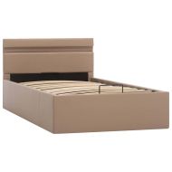 Хидравлично легло с LED капучино изкуствена кожа 90x200 cм