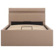 Хидравлично легло с LED капучино изкуствена кожа 90x200 cм