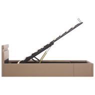 Хидравлично легло с LED капучино изкуствена кожа 90x200 cм