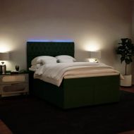 Боксспринг легло с матрак, тъмнозелено, 140x200 см, кадифе