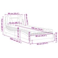 Легло Viana без матрак, сиво, 90x190 см, изкуствена кожа