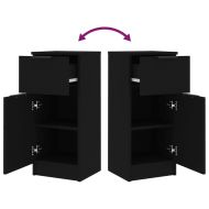 Странични шкафове, 2 бр, черни, 30x30x70 см, инженерно дърво