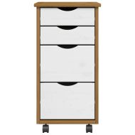 Шкаф с чекмеджета на колелца MOSS, меденокафяв, бор масив