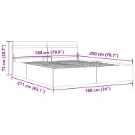 Легло с повдигащ механизъм и LED тъмносиво текстил 180x200 см