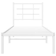 Метална рамка за легло, без матрак, с табла, бяла, 75x190 см