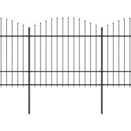 Градинска ограда с връх тип „копие“, стомана, 1070x175 см, черна