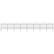 Градинска ограда с връх тип копие, стомана, 1426x175 см, черна