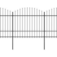 Градинска ограда с връх тип копие, стомана, 1426x175 см, черна