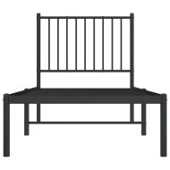 Метална рамка за легло с горна табла, черна, 75x190 см