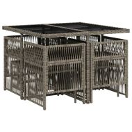 Градински трапезен комплект 9 части с възглавници сив полиратан