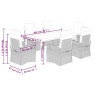 Градински трапезен комплект 7 части с възглавници сив полиратан