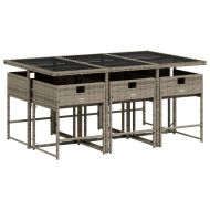 Градински трапезен комплект 7 части с възглавници сив полиратан