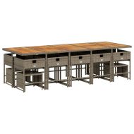 Градински комплект с възглавници 15 части полиратан сив