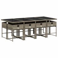 Градински трапезен комплект 9 части с възглавници сив полиратан