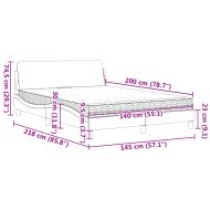 Легло с матрак Dover, розово, 140x200 см, кадифе