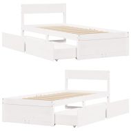 Рамка за легло без матрак, бял, 90x190 см, борово дърво масив