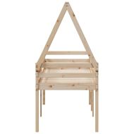 Високо легло с покрив, 90x200 см, борово дърво масив