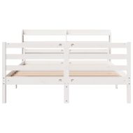 Рамка за легло с табла, бяла, 135x190 см, борово дърво масив