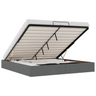 Османска рамка за легло без матрак, тъмносива, 200x200 см, плат