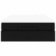 Османска легло с матрак, черно, 120x190 см, изкуствена кожа