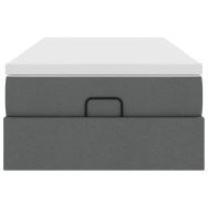 Османска легло с матрак, тъмносиво, 90x200 см, плат