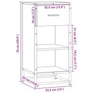 Сайдборд, кафяв дъб, 35,5x35x76 см, инженерно дърво и метал