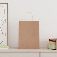 Хартиени торбички 250 бр с дръжки кафяви 26x12x35 см