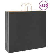 Хартиени торбички 250 бр с дръжки черни 54x15x49 см