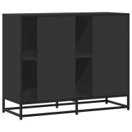 Сайдборд, черен, 92x35x76 см, инженерно дърво