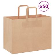 Хартиени торбички 50 бр с дръжки кафяви 32x17x25 см