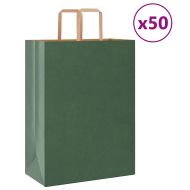 Хартиени торбички 50 бр с дръжки зелени 32x17x44 см