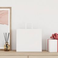 Хартиени торбички 50 бр с дръжки бели 32x22x28 см