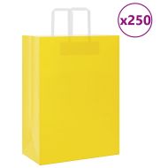 Хартиени торбички 250 бр с дръжки жълти 32x17x44 см