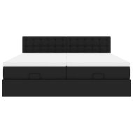 Османска легло с матраци, черно, 180x200 см, изкуствена кожа