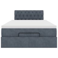 Османска легло с матрак, тъмносиво, 120x190 см, кадифе